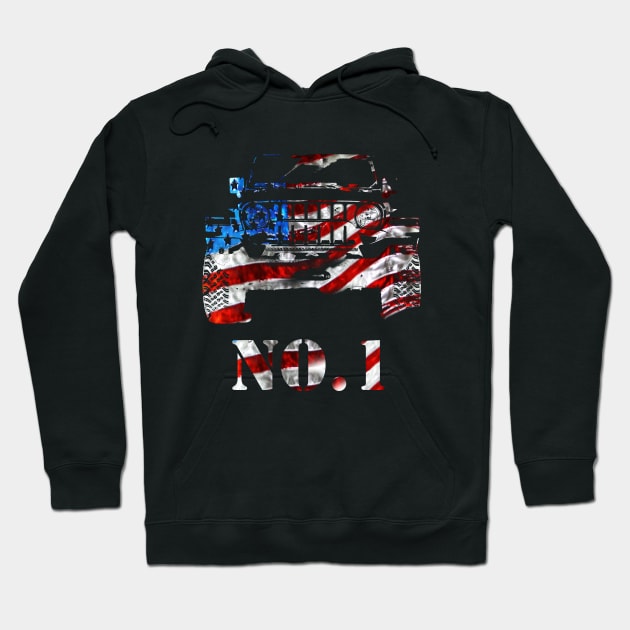 No.1 4x4 car US Flag Hoodie by WOS